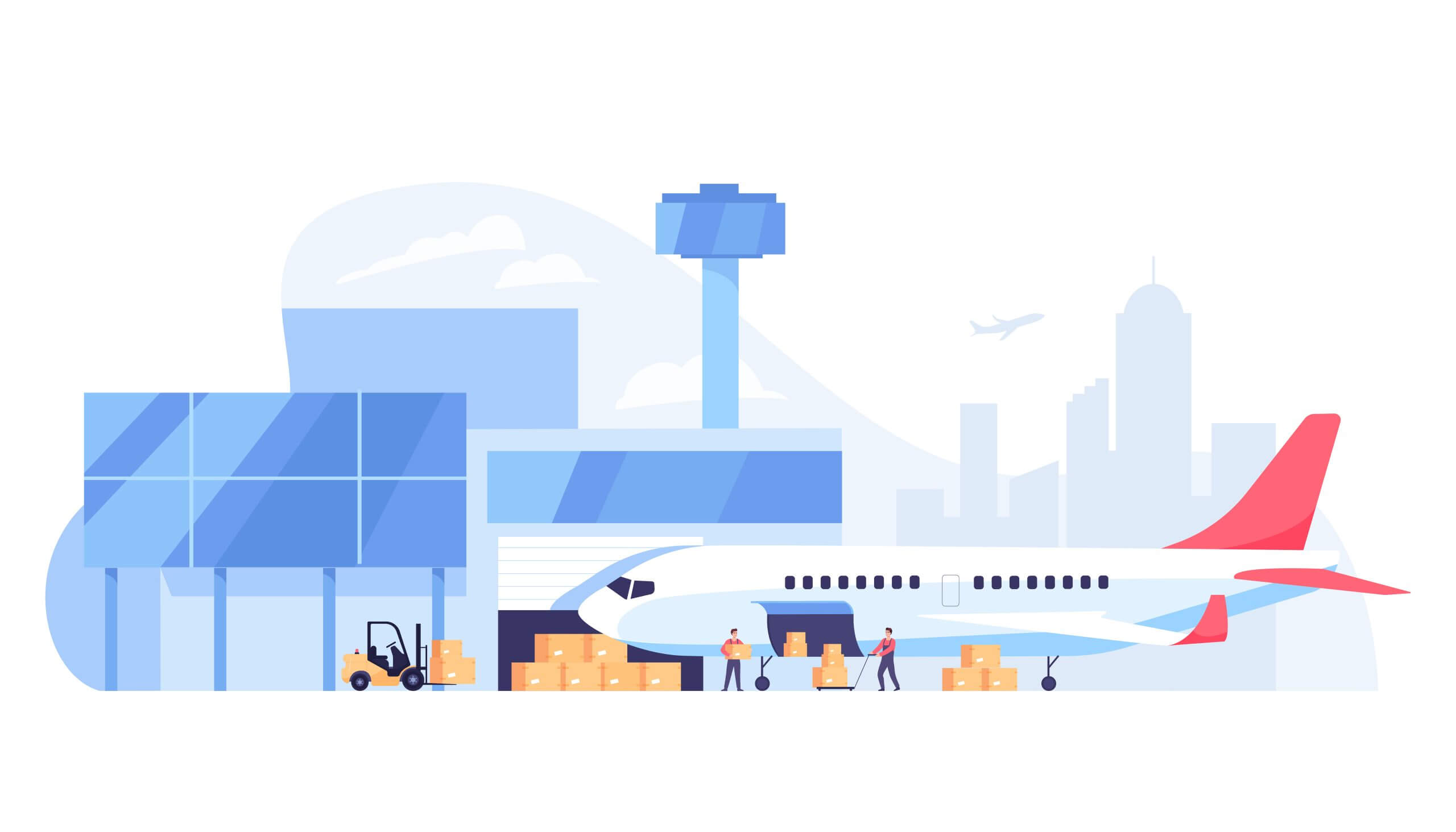 Illustration depicting goods being loaded onto an aircraft, representing Air Cargo Insurance.