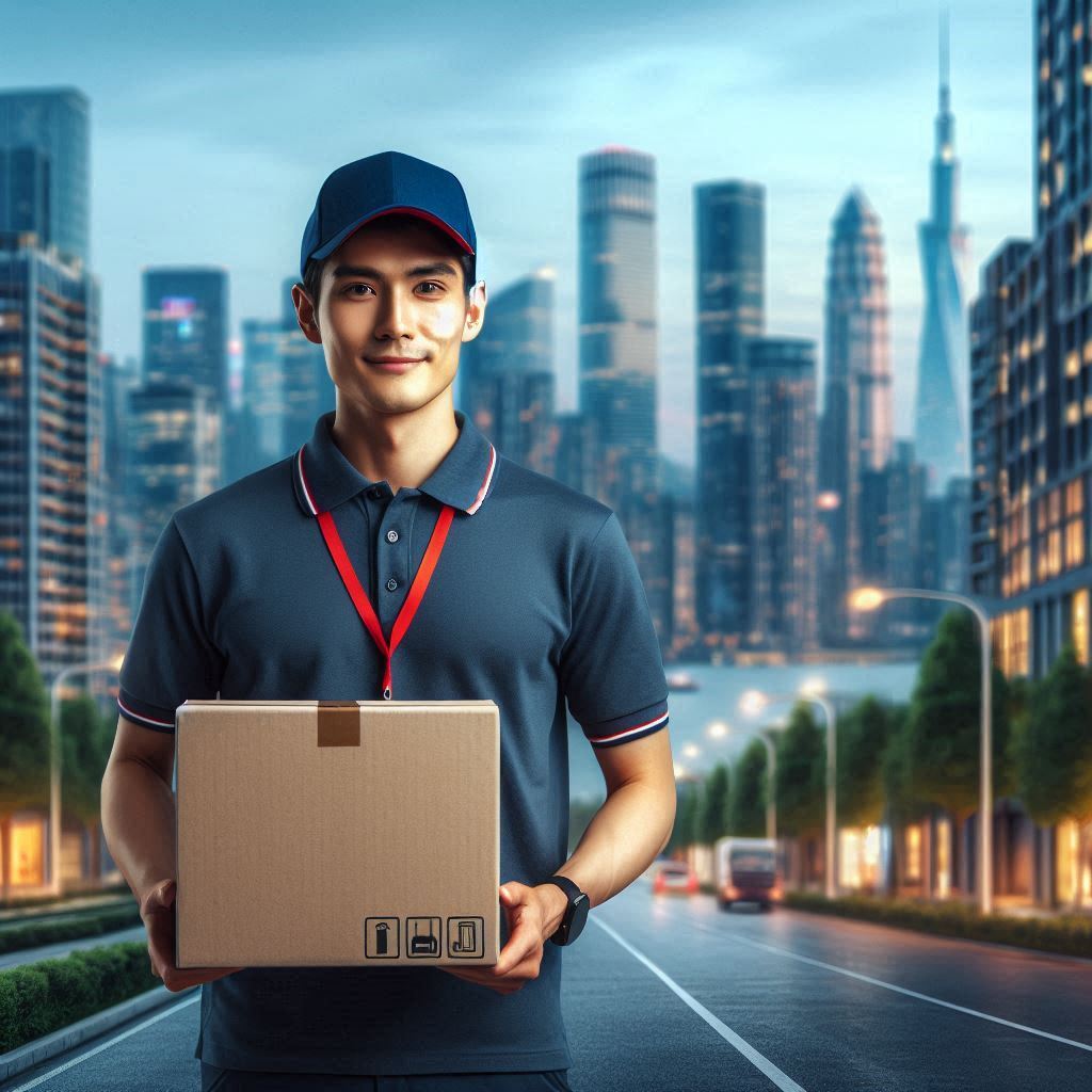 Crowdsourced delivery courier in a city