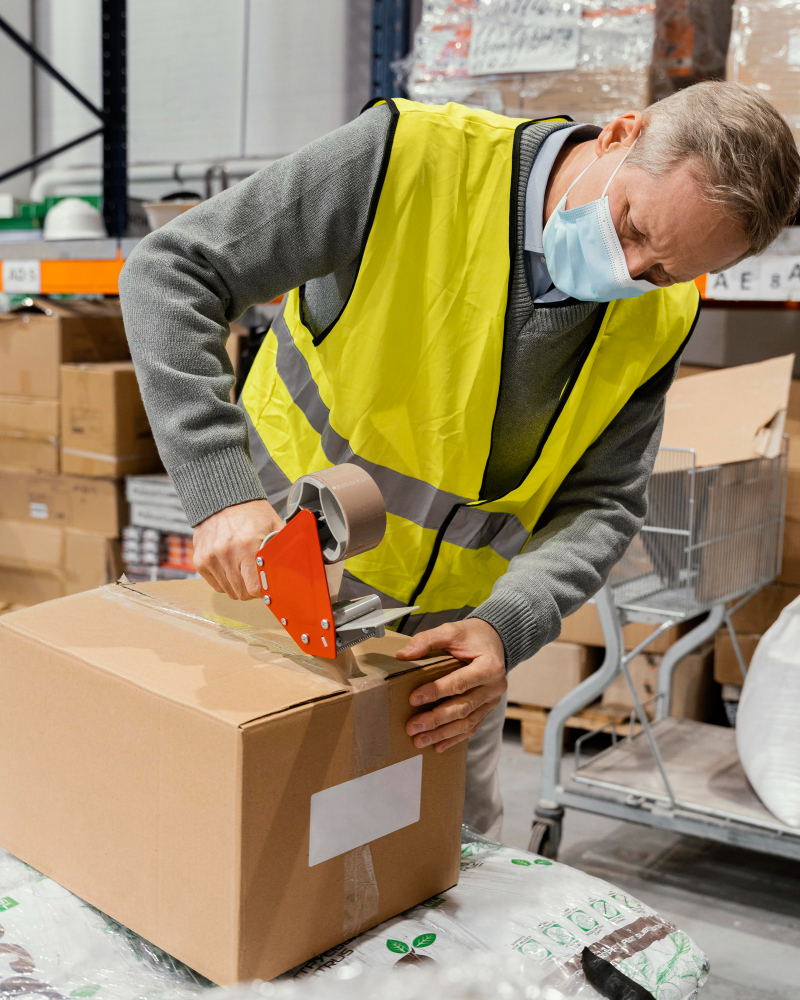 A courier using tamper-evident packaging for a secure delivery in Melbourne