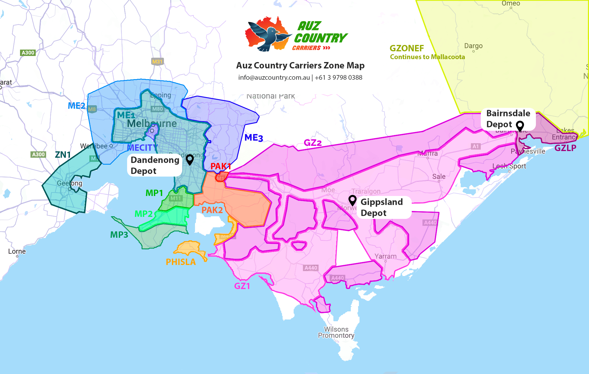 Auz Country Zone Map